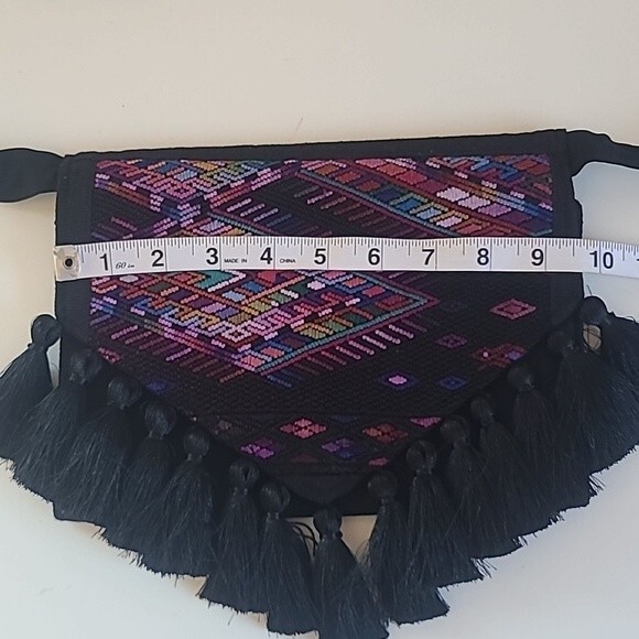 Mexican Woven Boho Fringe Geometric Gypsy Embroidered Crossbody/Clutch/Purse - Picture 5 of 11